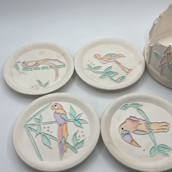 Ceramic Boho Coaster set Tropical - Picture 3 of 4